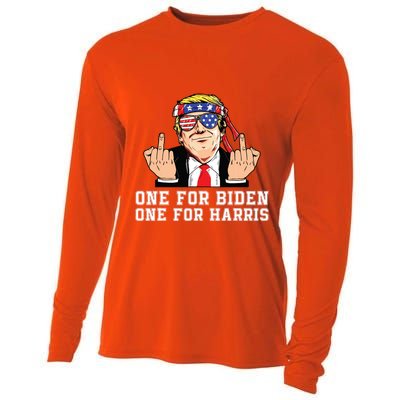 Donald Trump Middle Finger Biden Harris America Republican Cooling Performance Long Sleeve Crew