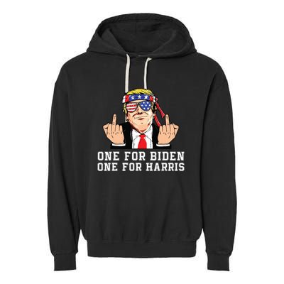 Donald Trump Middle Finger Biden Harris America Republican Garment-Dyed Fleece Hoodie