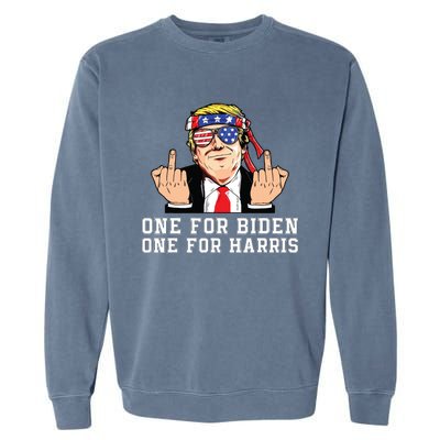 Donald Trump Middle Finger Biden Harris America Republican Garment-Dyed Sweatshirt