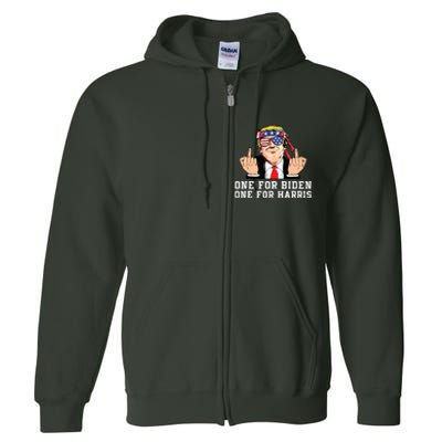 Donald Trump Middle Finger Biden Harris America Republican Full Zip Hoodie