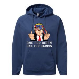 Donald Trump Middle Finger Biden Harris America Republican Performance Fleece Hoodie