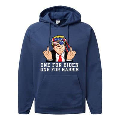 Donald Trump Middle Finger Biden Harris America Republican Performance Fleece Hoodie