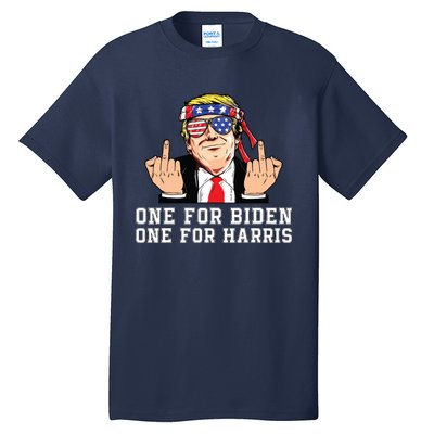 Donald Trump Middle Finger Biden Harris America Republican Tall T-Shirt