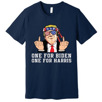 Donald Trump Middle Finger Biden Harris America Republican Premium T-Shirt