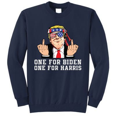 Donald Trump Middle Finger Biden Harris America Republican Tall Sweatshirt