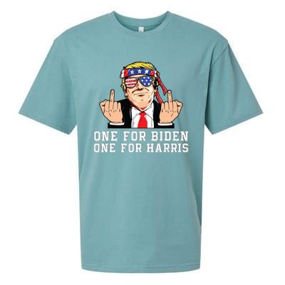 Donald Trump Middle Finger Biden Harris America Republican Sueded Cloud Jersey T-Shirt