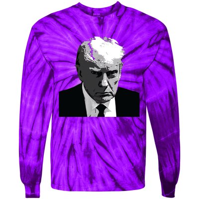 Donald Trump Mug Shot Tie-Dye Long Sleeve Shirt