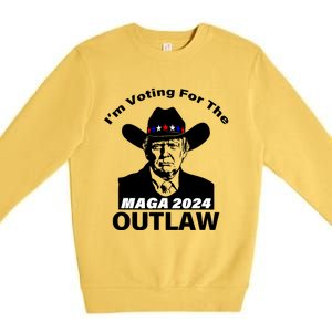 Donald Trump Maga IM Voting For The Outlaw 2024 President Premium Crewneck Sweatshirt