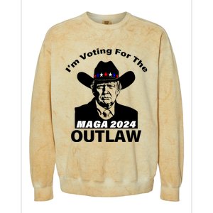 Donald Trump Maga IM Voting For The Outlaw 2024 President Colorblast Crewneck Sweatshirt