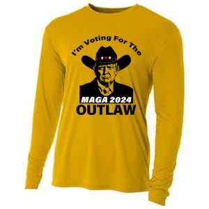 Donald Trump Maga IM Voting For The Outlaw 2024 President Cooling Performance Long Sleeve Crew