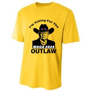 Donald Trump Maga IM Voting For The Outlaw 2024 President Performance Sprint T-Shirt