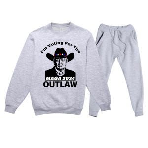 Donald Trump Maga IM Voting For The Outlaw 2024 President Premium Crewneck Sweatsuit Set