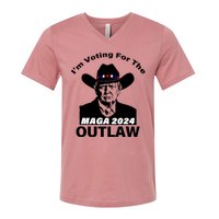 Donald Trump Maga IM Voting For The Outlaw 2024 President V-Neck T-Shirt