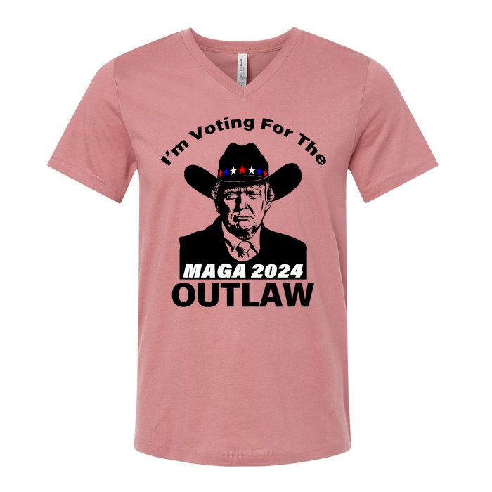 Donald Trump Maga IM Voting For The Outlaw 2024 President V-Neck T-Shirt