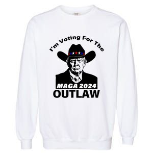 Donald Trump Maga IM Voting For The Outlaw 2024 President Garment-Dyed Sweatshirt