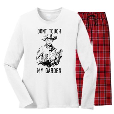 DonT Touch My Garden Funny Gardening Women's Long Sleeve Flannel Pajama Set 