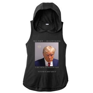 Donald Trump Mug Shot August 24 2024 Election Interference Ladies PosiCharge Tri-Blend Wicking Draft Hoodie Tank