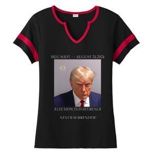 Donald Trump Mug Shot August 24 2024 Election Interference Ladies Halftime Notch Neck Tee