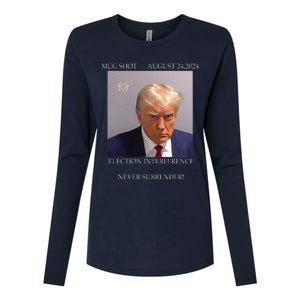 Donald Trump Mug Shot August 24 2024 Election Interference Womens Cotton Relaxed Long Sleeve T-Shirt