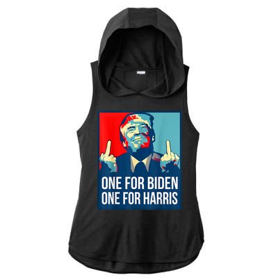 Donald Trump Middle Finger Biden Harris America Republican Ladies PosiCharge Tri-Blend Wicking Draft Hoodie Tank