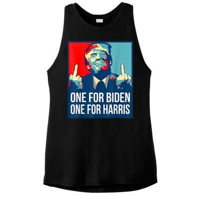 Donald Trump Middle Finger Biden Harris America Republican Ladies PosiCharge Tri-Blend Wicking Tank