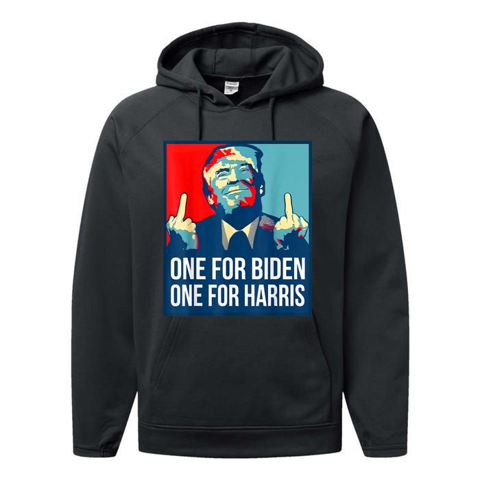 Donald Trump Middle Finger Biden Harris America Republican Performance Fleece Hoodie