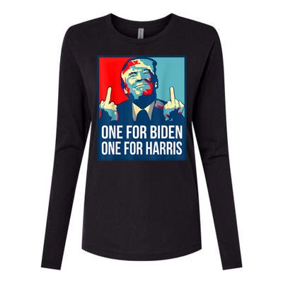 Donald Trump Middle Finger Biden Harris America Republican Womens Cotton Relaxed Long Sleeve T-Shirt