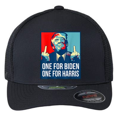 Donald Trump Middle Finger Biden Harris America Republican Flexfit Unipanel Trucker Cap