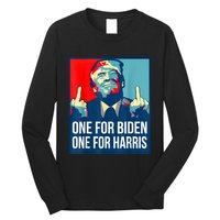 Donald Trump Middle Finger Biden Harris America Republican Long Sleeve Shirt