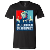 Donald Trump Middle Finger Biden Harris America Republican V-Neck T-Shirt