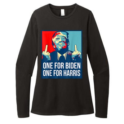 Donald Trump Middle Finger Biden Harris America Republican Womens CVC Long Sleeve Shirt