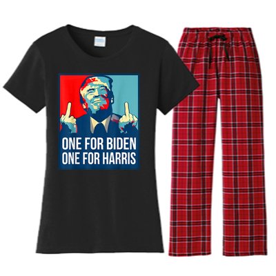 Donald Trump Middle Finger Biden Harris America Republican Women's Flannel Pajama Set