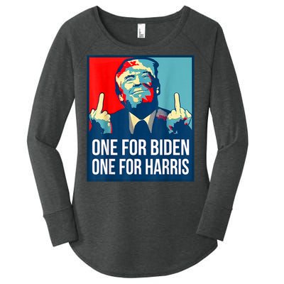 Donald Trump Middle Finger Biden Harris America Republican Women's Perfect Tri Tunic Long Sleeve Shirt