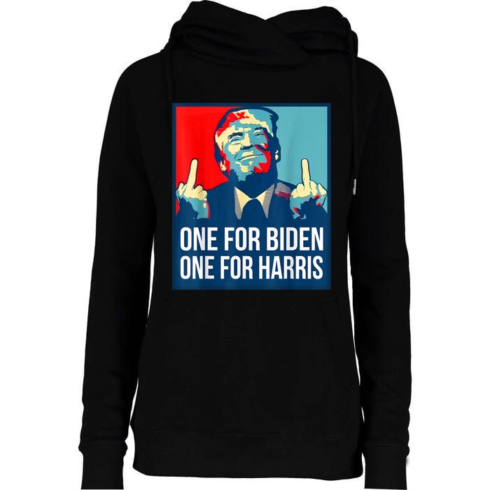 Donald Trump Middle Finger Biden Harris America Republican Womens Funnel Neck Pullover Hood