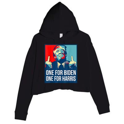 Donald Trump Middle Finger Biden Harris America Republican Crop Fleece Hoodie