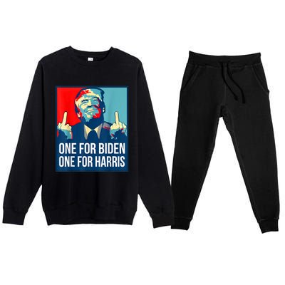 Donald Trump Middle Finger Biden Harris America Republican Premium Crewneck Sweatsuit Set