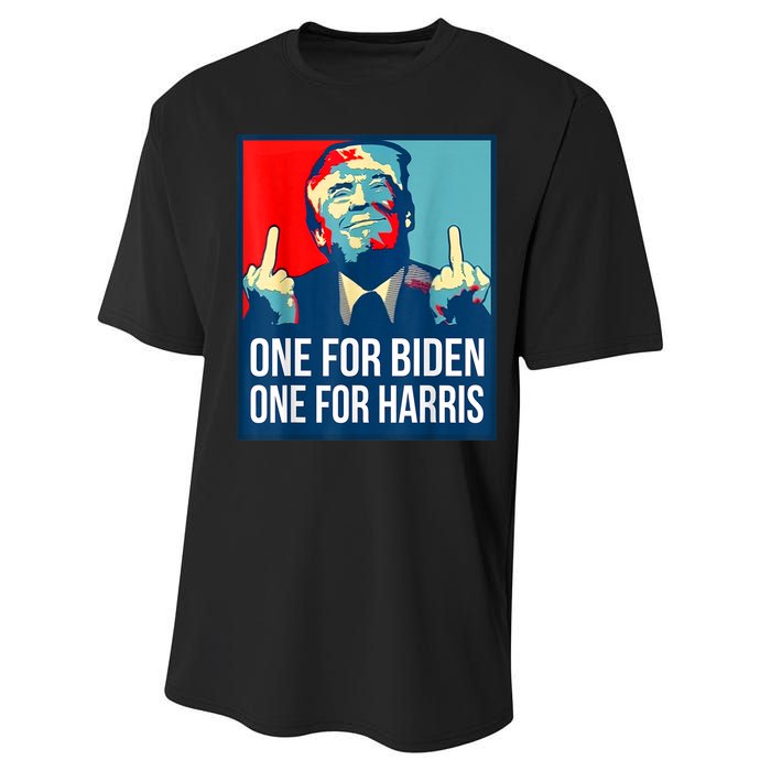 Donald Trump Middle Finger Biden Harris America Republican Performance Sprint T-Shirt