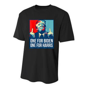 Donald Trump Middle Finger Biden Harris America Republican Youth Performance Sprint T-Shirt