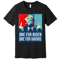 Donald Trump Middle Finger Biden Harris America Republican Premium T-Shirt