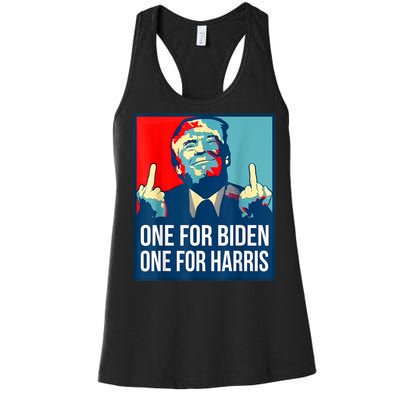 Donald Trump Middle Finger Biden Harris America Republican Women's Racerback Tank