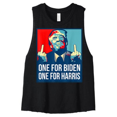 Donald Trump Middle Finger Biden Harris America Republican Women's Racerback Cropped Tank