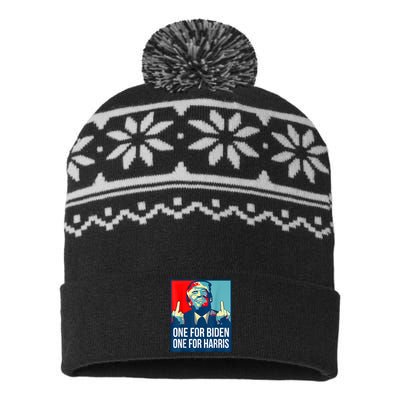 Donald Trump Middle Finger Biden Harris America Republican USA-Made Snowflake Beanie