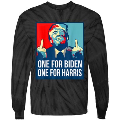 Donald Trump Middle Finger Biden Harris America Republican Tie-Dye Long Sleeve Shirt