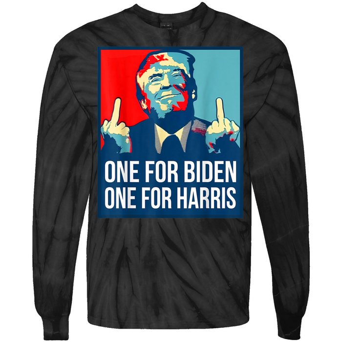 Donald Trump Middle Finger Biden Harris America Republican Tie-Dye Long Sleeve Shirt