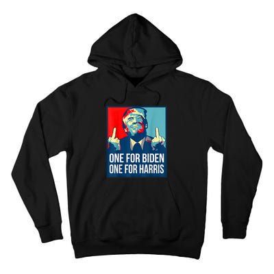 Donald Trump Middle Finger Biden Harris America Republican Tall Hoodie