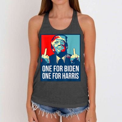 Donald Trump Middle Finger Biden Harris America Republican Women's Knotted Racerback Tank