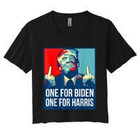 Donald Trump Middle Finger Biden Harris America Republican Women's Crop Top Tee