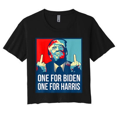 Donald Trump Middle Finger Biden Harris America Republican Women's Crop Top Tee