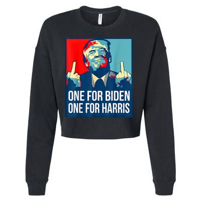 Donald Trump Middle Finger Biden Harris America Republican Cropped Pullover Crew