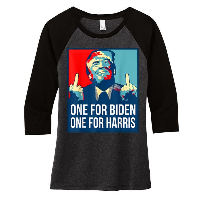 Donald Trump Middle Finger Biden Harris America Republican Women's Tri-Blend 3/4-Sleeve Raglan Shirt